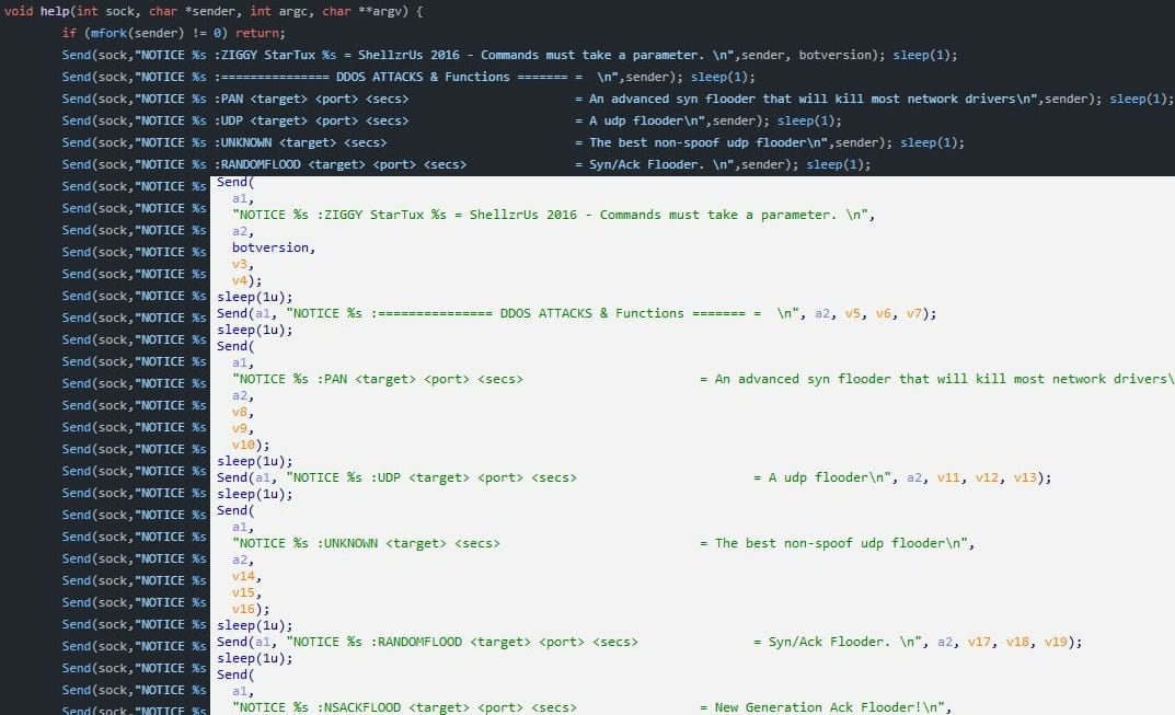 Hackers infect Linux SSH servers with Tsunami botnet malware 4 Tsunami's source code