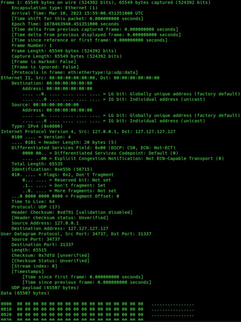 Captura de paquetes de inundación UDP