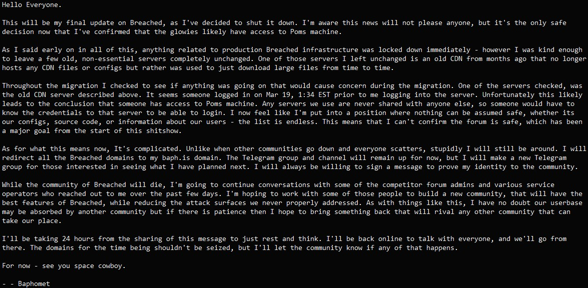 Baphomet's full statement