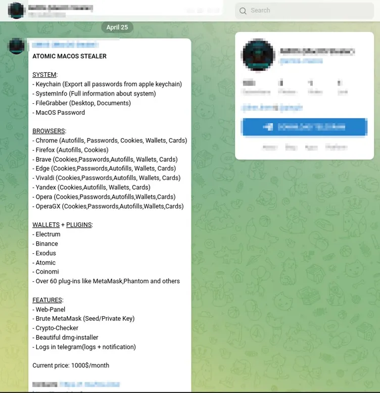 Latest version of the malware promoted on Telegram