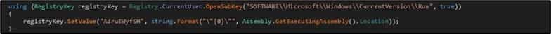 The malware modifying the registry