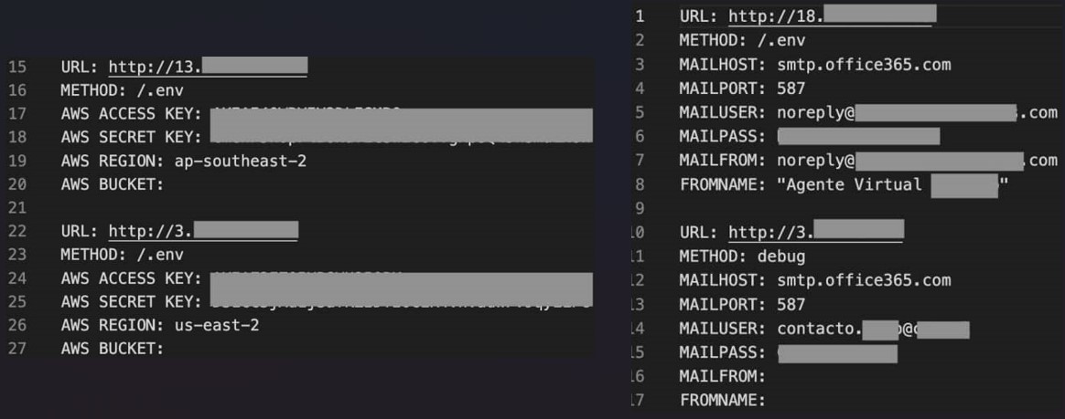 Extracting secrets from AWS (left) and Office365 (right)