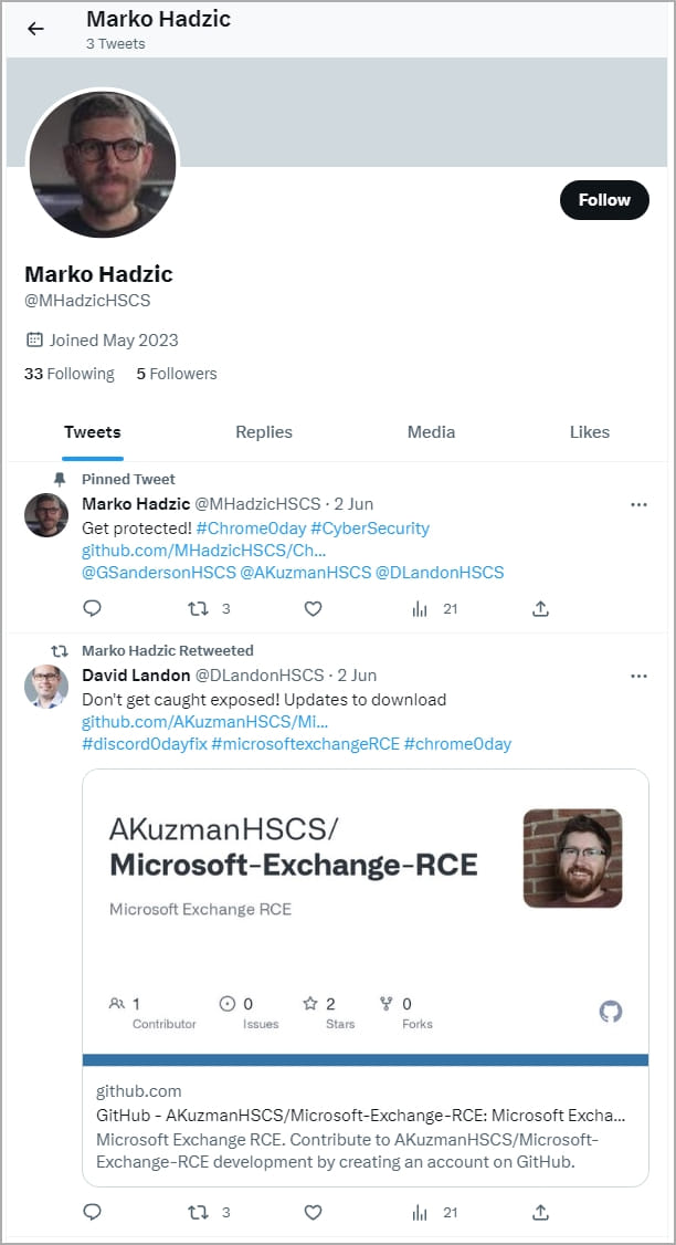 Fake Twitter account