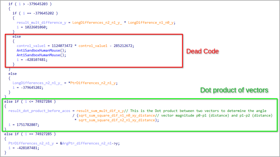 Code to calculate vector angles from mouse movement