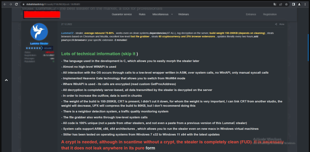 Crypter requirement highlighted in a orum post