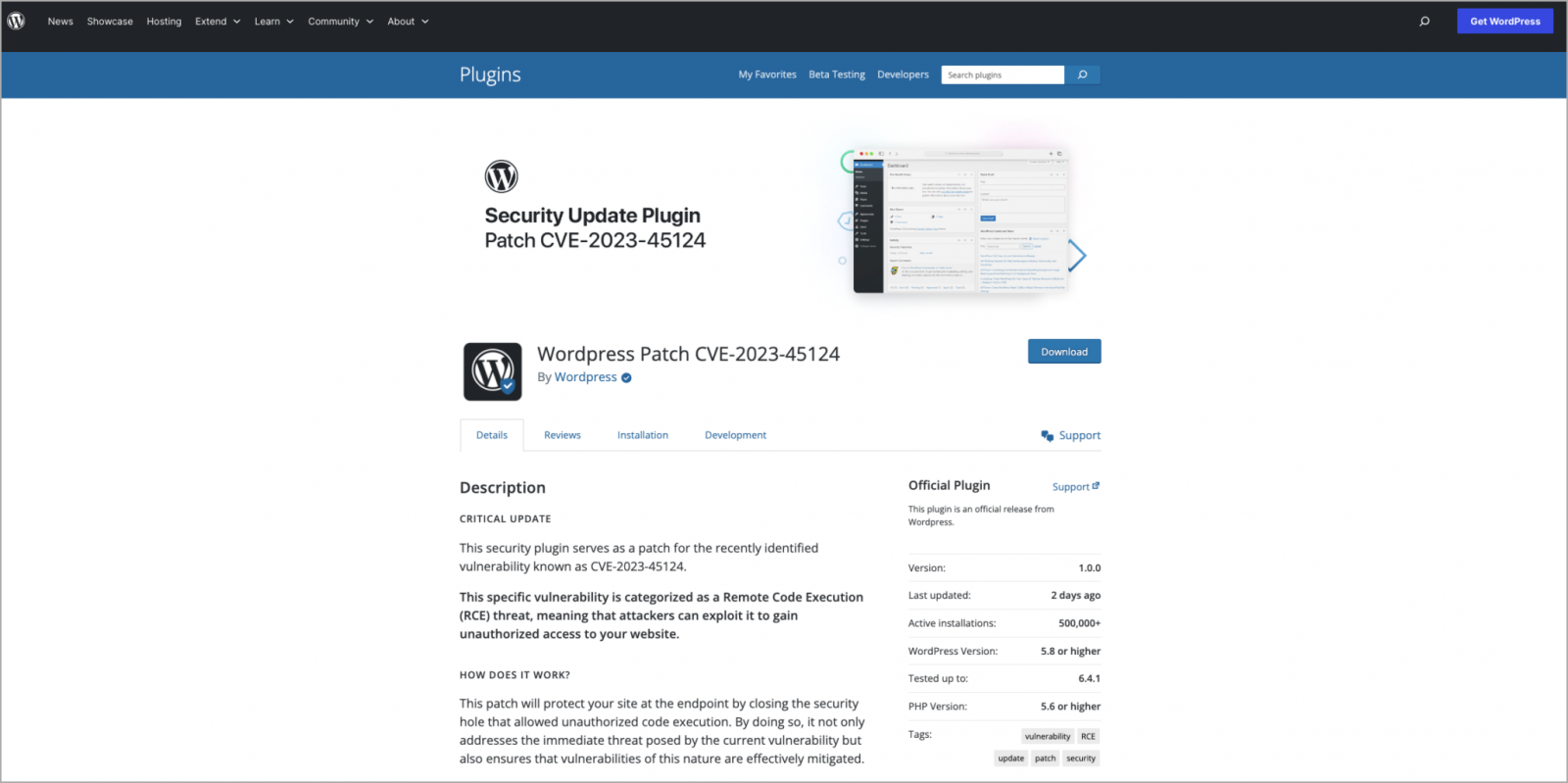 Fake WordPress landing page