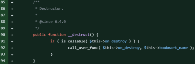 Class destructor that conditionally executes a callback function