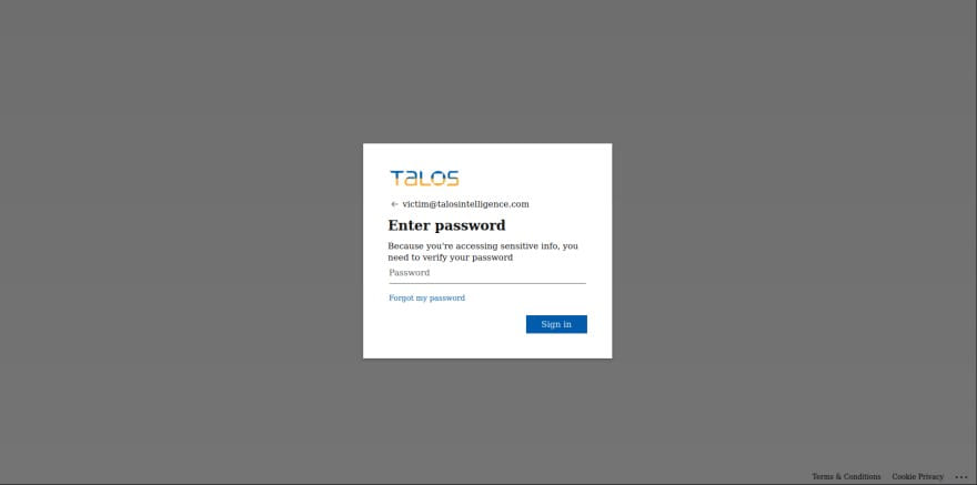 Phishing page generated by Greatness