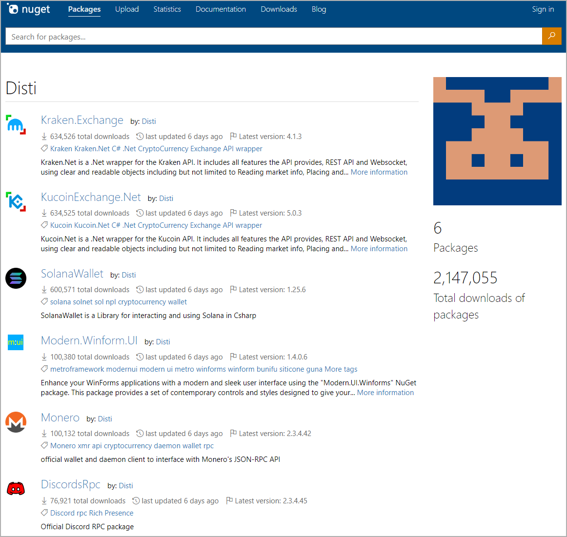 Disti's repository on NuGet