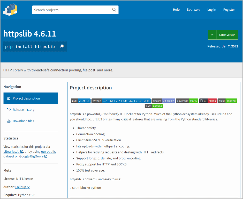 Description of the package on PyPI