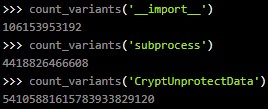 Variants count for the malicious identifiers