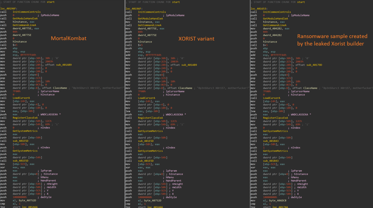 Code Similarities Between Xorist and MortalKombat