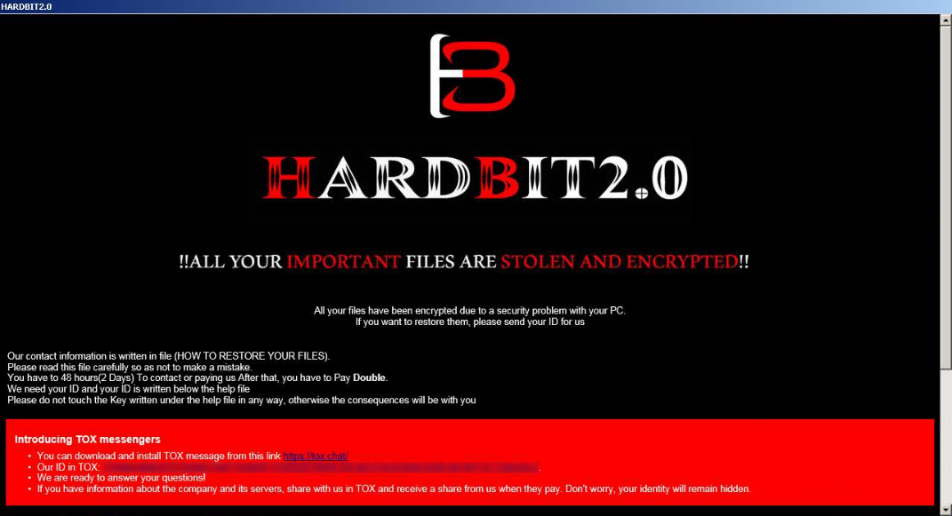 HardBit 2.0 身代金メモ