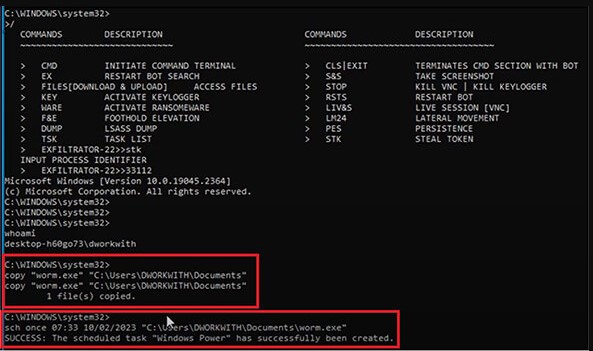 Creating scheduled tasks through EX-22 panel