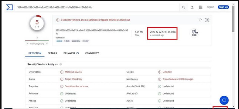 VirusTotal の結果