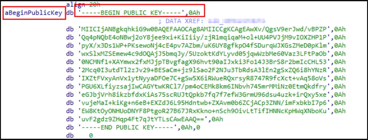 The public RSA key used by Akira