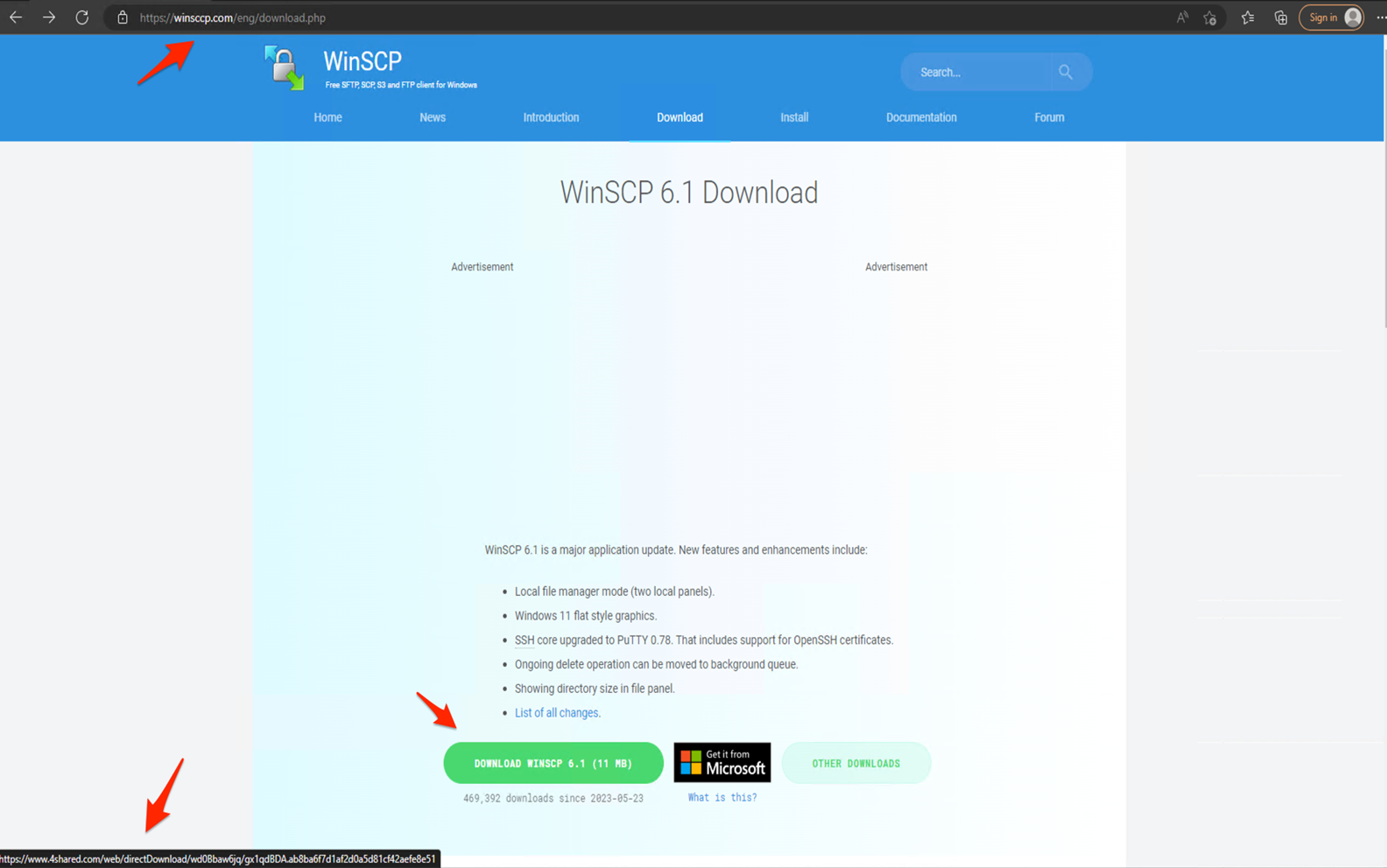 Clone WinSCP download site