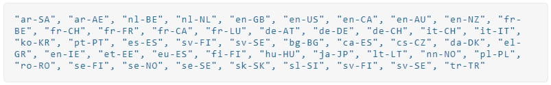 System languages valid for encryption