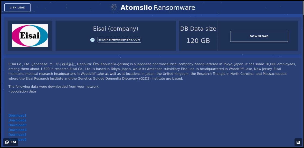 AtomSilo 2021 claim against Eisai