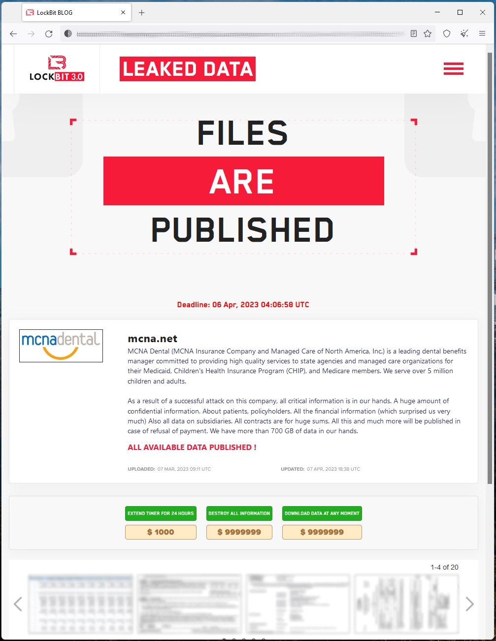 LockBit leaking all MCNA files