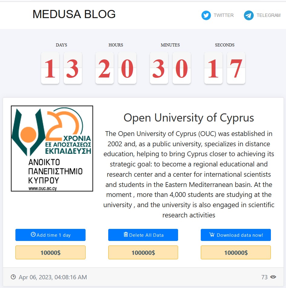 OUC listed on Medusa's extortion site