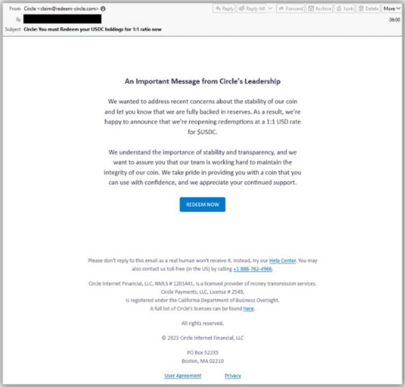 Circle Fraudulent Email