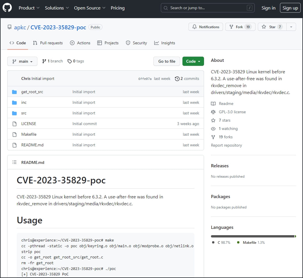 A malicious GitHub repository pushing the malware