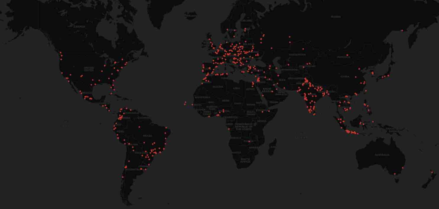 Map of developers who downloaded the fake extension