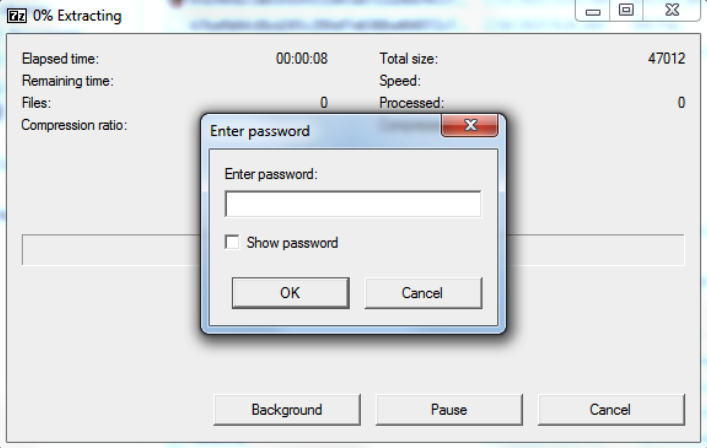 Password protected SFX created with 7-Zip