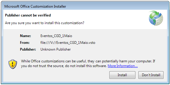 Installation dialog served to victim