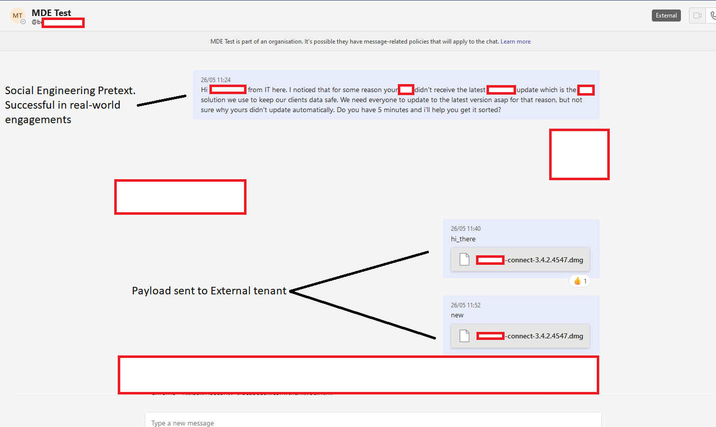 Example of an attack with the sender impersonating a member of the IT team