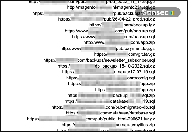 Publicly exposed backups found by Sansec