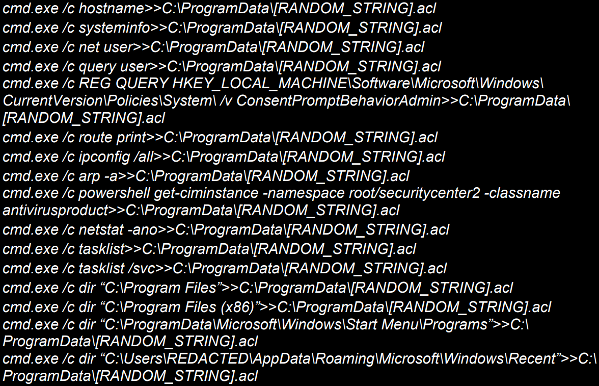 Sixteen cmd.exe instances used for data theft