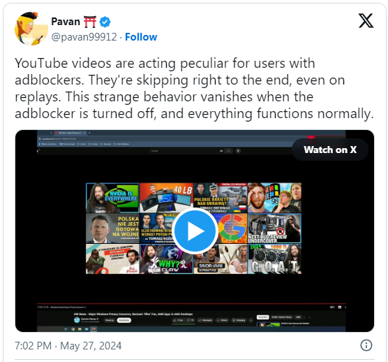 YouTube tweet'i