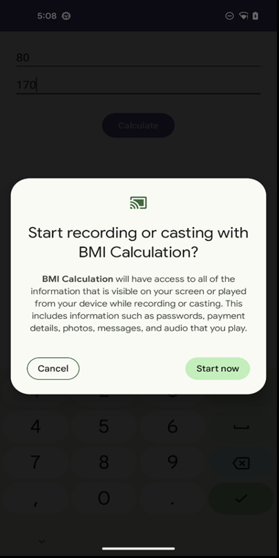 Requesting permission to record the screen