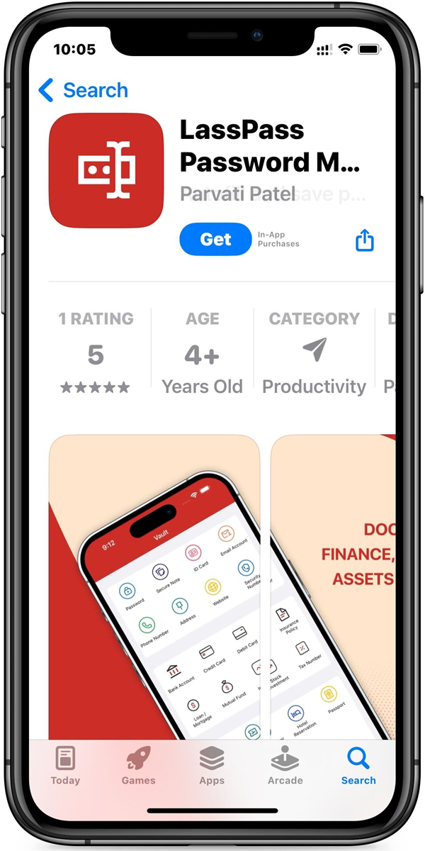 Fake LastPass app on the App Store