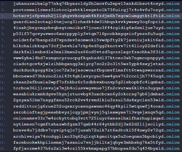 Tor domains used for creating false traffic