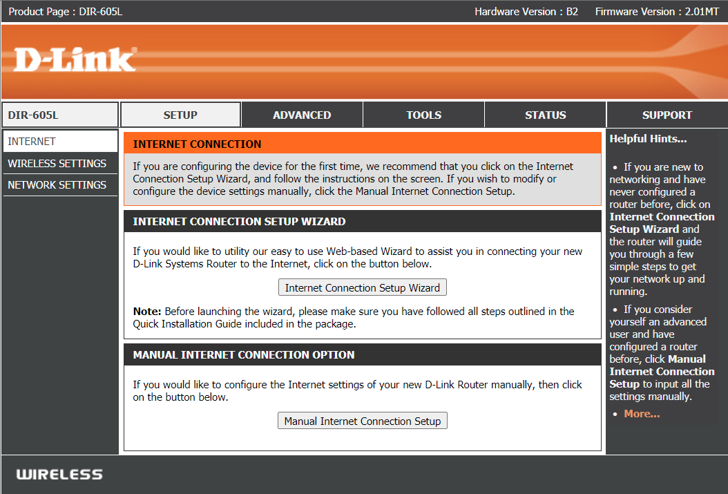 Accessing the router via the web interface