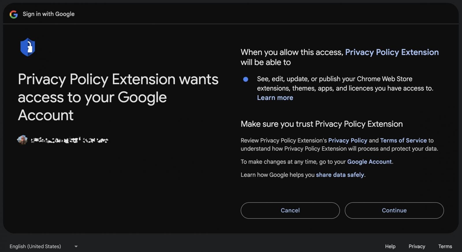 Permission approval message