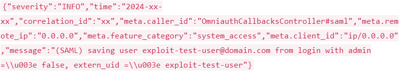 Example log of successful exploitation