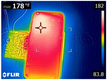 Thermal camera scan of the tested device