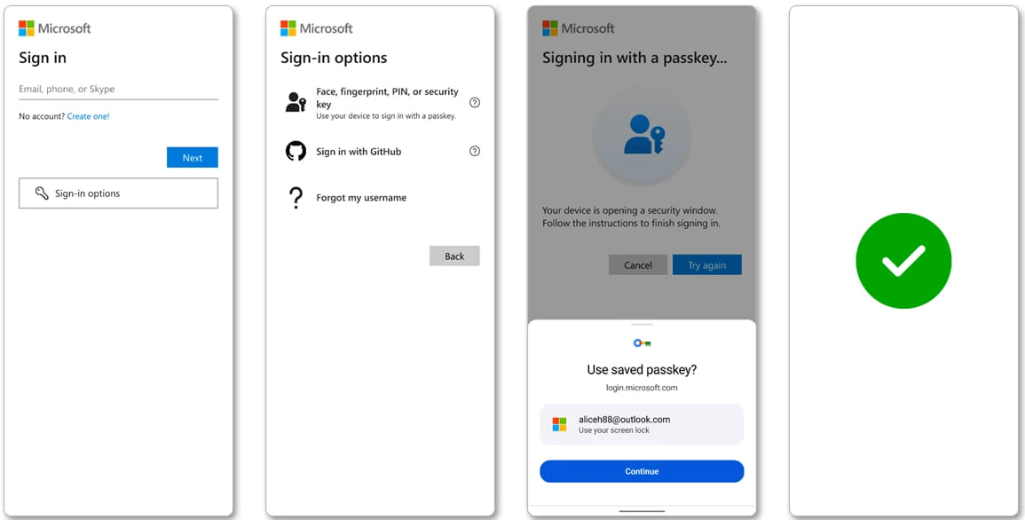 Sign-in process with passkeys