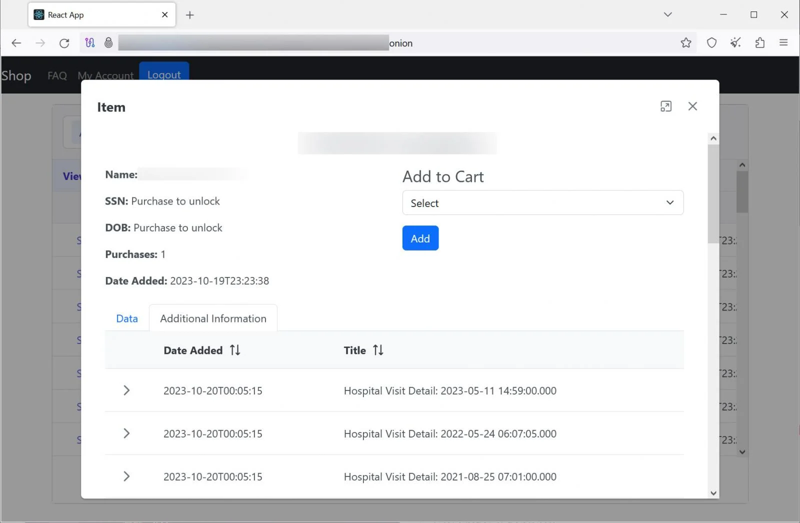 Tor site selling patient data in Dec 2023