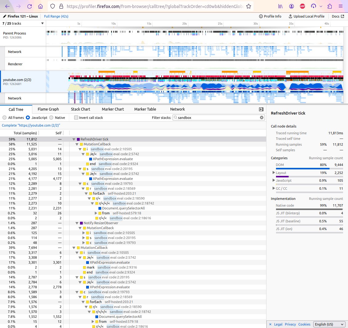 Adblock script showing abhorrent performance even on Firefox